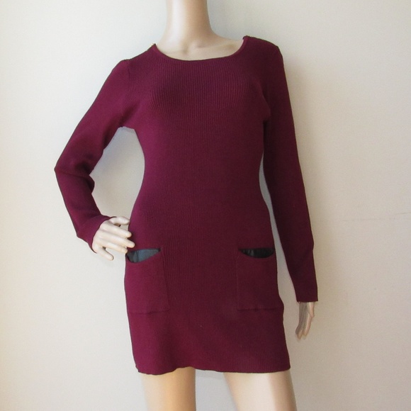 by & by Dresses & Skirts - By & By Long Sleeve Knit Ribbed Mini Sweater Dress